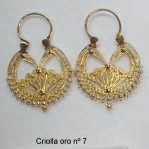 Pendientes criolla filigrana oro de ley. N 7