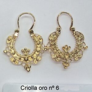 Pendientes criolla filigrana oro de ley. N 6