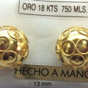 Pendientes bola filigrana 13mm oro de ley
