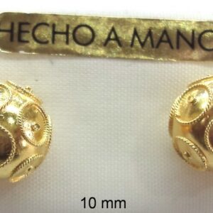 Pendientes bola filigrana 10mm oro de ley