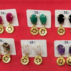 PENDIENTES ESCUDO ROTARY  PIEDRAS NATURALES